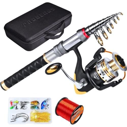 2020 New Telescopic Spinning Fishing Rod Combo And Reel Full Kit 5.0:1 Gear Ratio High Speed Fishing Reel Fishing Line Lure Kit