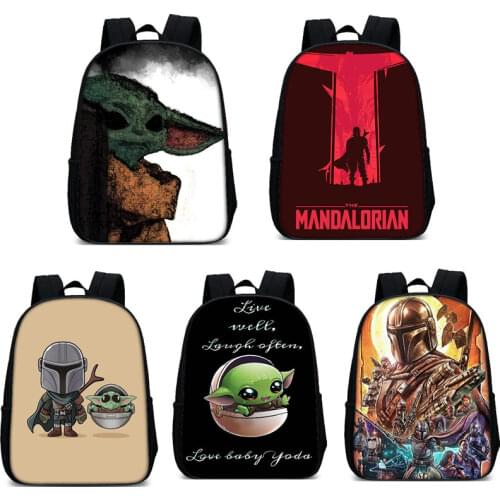 35cm New Disney Mandalorian Childrens Backpack Baby Yoda 3D Large-capacity Waterproof Travel Bag Kids Boys School Bag Mochila