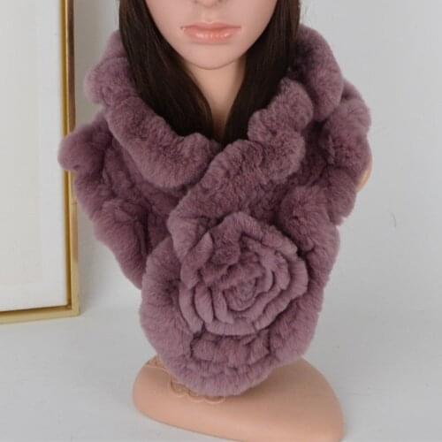 New Arrivals Women Real Rex Rabbit Fur Scarf Lady Fashion Knitted Warm Soft Winter Natural Fur Muffler