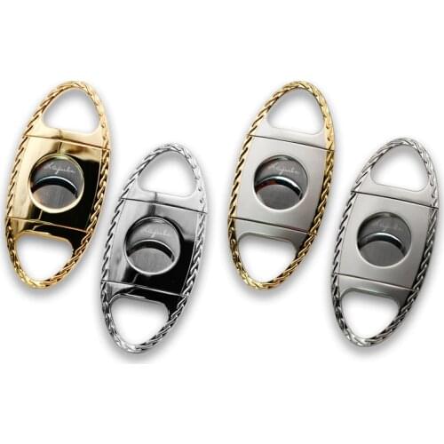 New Stainless Steel Shaped Cigar Cigarette Cutter Guillotine Scissor Dual Blade Tobacco Smoking Tool Accessories For COHIBA