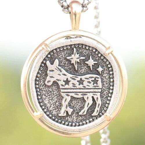 Democratic Donkey Necklace Mans Political Mascot American Flag Democrat Jewelry Dropship