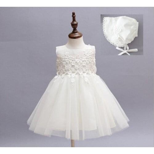 Baby Girls Christening Gown Dresses+Hat+Shawl Vestidos Infantis Princess Wedding Party Lace Dress for Newborn Baptism 3pcs/set