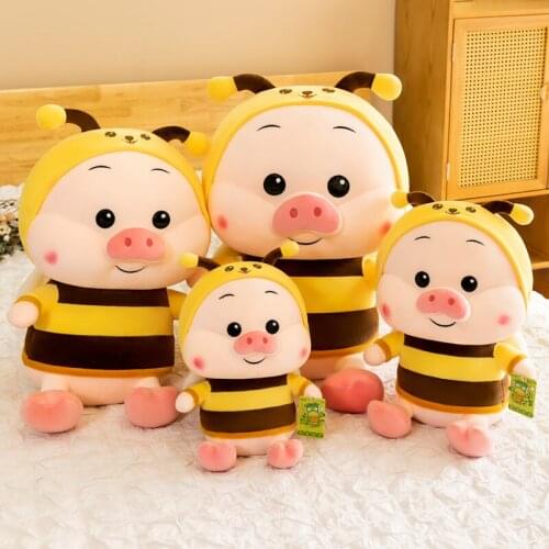 28/58cm Lovely Pig Plush Toy Creative Cosplay Bee Doll Soft Stuffed Animals Piggy Pillow for Children Baby Kawaii Birthday Gift