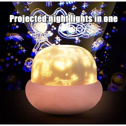2 In 1 Star Night Light Projector USB Charging LED Projection Lamp With 5 Projection Films For Kids Bedroom Home Party Decor