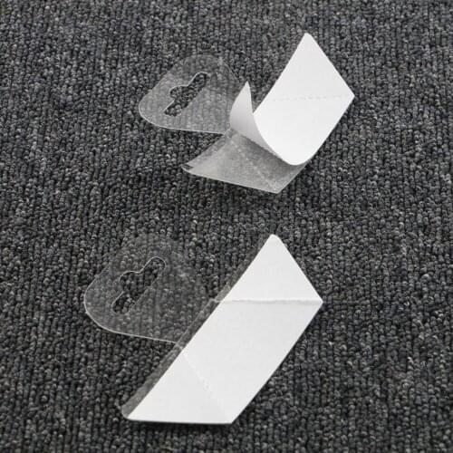 Clear Color Adhesive Back Hang Tab Tag with Hook for Store Retail Display