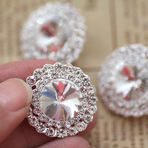 25mm Round White Rhinestone buttons crystal strass for DIY Cloth Decoration Wedding dress sew on rhinestones