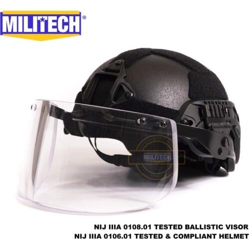 Militech NIJ Level IIIA 3A BK 2019 ARC Mid Cut Bulletproof Sentry XP Aramid Ballistic Helmet With Bulletproof Tactical Visor Set