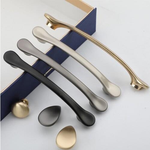 Furniture Wardrobe Kitchen Cupboard Cabinet Drawer Handle Gold Grey Black Dresser Closet Door Pull Metal Zinc Modern Simple Knob