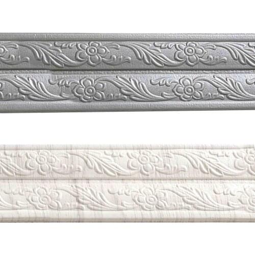 3D Foam Wall Edge Strip Stickers Self Adhesive Wall Embossed Corner Line Border Strip Wall Sticker Trim Line Skirting Border