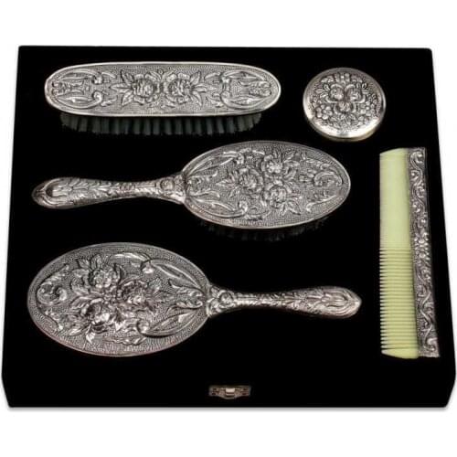 Silverlina Silver Brush Comb Mirror Set-5 Piece