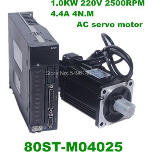80ST-M04025 220V 1000W AC Servo motor 4N.M 2500RPM 1KW servomotor Single-Phase ac drive permanent magnet Matched Driver