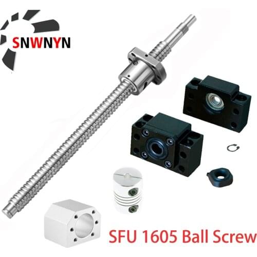 SFU1605 Set SFU1605 360mm Rolled Ballscrew C7 With End Machined Ball Nut+Nut Housing+BK/BF12 End Support+Coupler RM1605 For CNC