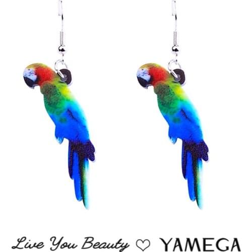 Funny Parrot Errings Statement Double Side Painted Resin Drop Cute Bird Earrings For Women Girls Fashion Jewelry