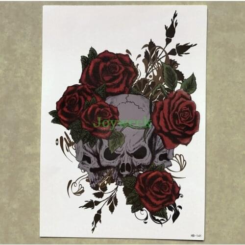 Waterproof Temporary Tattoo Sticker large skull rose tatto stickers flash tatoo fake tattoos for women men