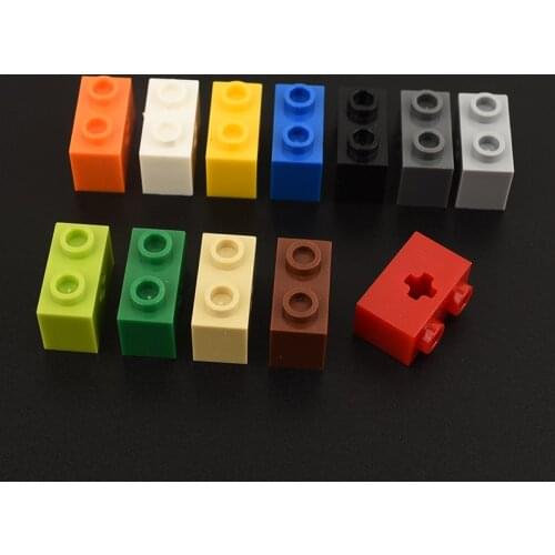10PCS 32064 High-Tech Hole Brick 1x2 with Axle Hole Type 1 [+ Opening] and Bottom Pin Building block accessories parts MOC Toys