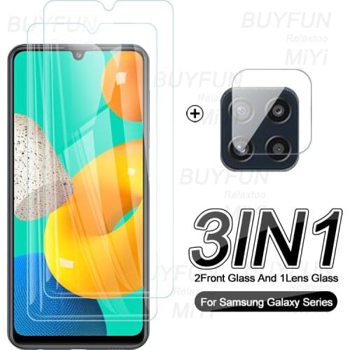 Samsun M 32 Glass 3IN1 Camera Protector For Samsung Galaxy M12 M32 M62 A02 A12 A22 A32 A42 A52 A72 2021 Protective Glass Film 9H