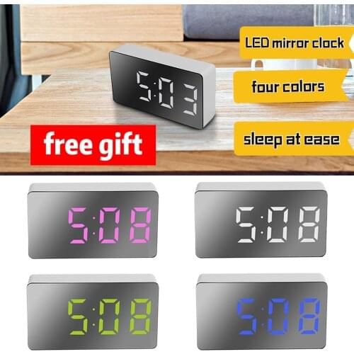 Mirror Alarm Clock LED Digital Clock Voice Control Snooze Time Temperature Display Night Mode Reloj Despertador Digital