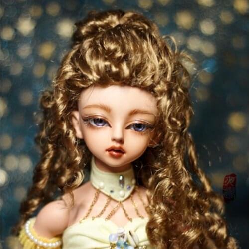 1/4 BJD Wig Doll Accessories Hair Wig High Ponytail Reveal Forehead Retro Vintage Style Princess Head Curly Hair