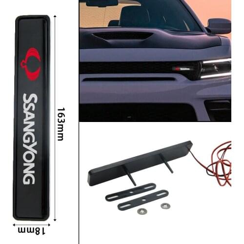 1pc ABS Front Hood Grille Car Emblem LED Decorative Light For SsangYong Actyon Turismo Ssang Yong Rodius Rexton Korando Kyron