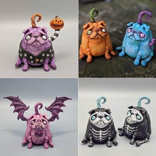 2021 Halloween Zombie Pumpkin Dog Doll Ornaments Christmas Animal Ornaments Resin Crafts Garden Decoration