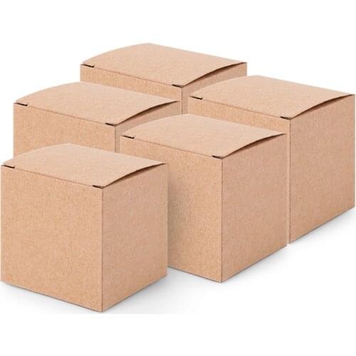 50PCS Kraft Paper Box Folding Retro Gift Boxes Craft Carton Set for Christmas Wedding Birthday Paper Gift Packaging
