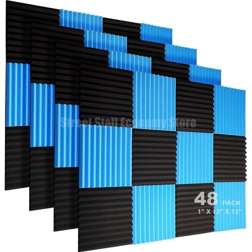 48 Pack Acoustic Foam Panels 1''x12''x12'' Sound Proof Padding Soundproofing Studio Foam Wedges Sealing Strips Espuma Acustica