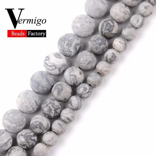 Natural Stone Dull Polished Matte Map Jaspers Round Beads For Needlework Jewelry Making 4 6 8 10mm Diy Bracelet 15" Wholesale