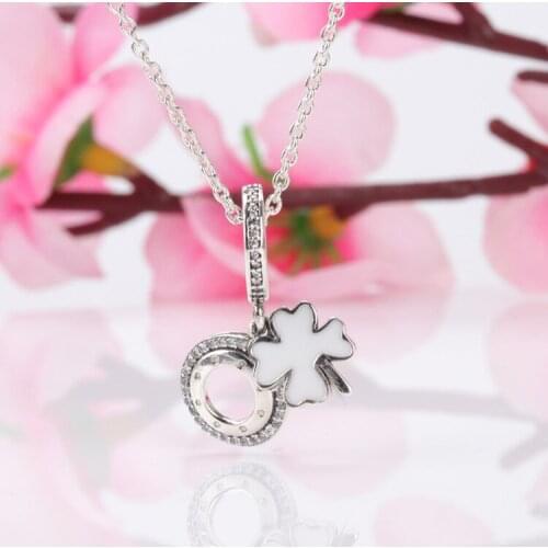 Bewill S925 Sterling Silver Fashion Lucky Day Pendant Four Leaf Clover Pendant Fit Original Charms Necklace