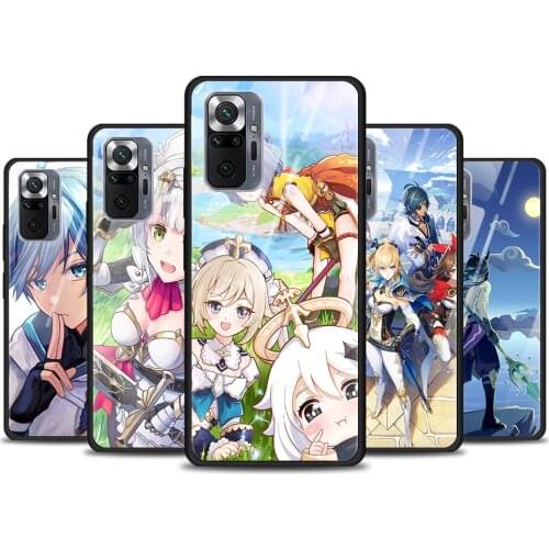 Funda Genshin Impacts Game Tempered Glass Cover For Xiaomi Redmi Note 10 10S 9 9T 9S 8T 8 9A 9C 8A 7 Pro Max Phone Case