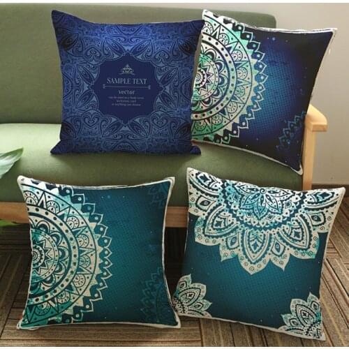 European Royal Manlada Decorative Pillows Noble blue Elegant Linen Sofa Chair Pillows Retro Summer Backyard Cushions