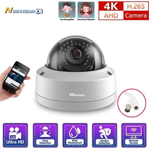 Face Detection 4K Security Camera AHD Metal Dome Vandalproof Face Playback Lens IR Night Vision Video Surveillance Camera