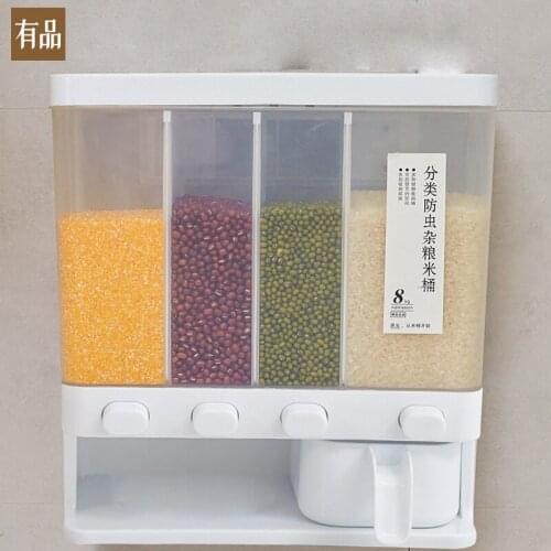 Xiaomi 4 Grids Spices Storage Box Separate Rice Bucket Cereal Dispenser Plastic Storage Container Kitchen Storage Sub-grid Rice