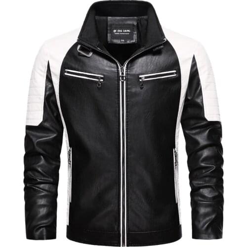 Leather jacket men winter fleece warm PU leather jacket mens casual bomber leather jacket mens motorcycle jacket size M ~ 4XL