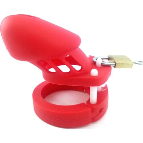 Red Silicone Cage Sex Products Male Masturbator Chastity Device JJ Lock Cock Rings Chastity Cage Sex Toy for Men