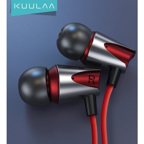 KUULAA Earphones with Microphone Wired Earbuds in Ear Deep Bass 3.5mm Jack for iPhone 6 5 Xiaomi Samsung Huawei Fone De ouvido
