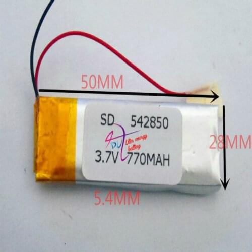Best battery brand Free shipping 3.7V,770mAH,[542850] PLIB; polymer lithium ion / Li-ion for dvr,GPS,mp3,mp4,cell phone