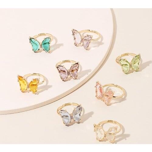 New Butterfly Ring for Women Purple Fashion Popular Temperament Sweet Romantic Female Jewelry Girl Wedding Gift