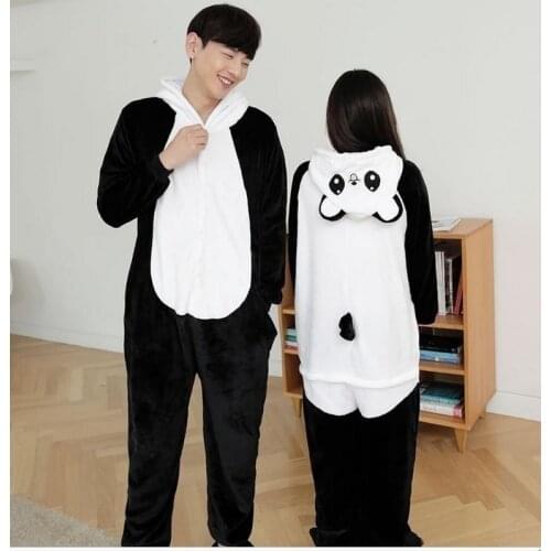 New Men and Womens Pyjamas Panda Onesies for Adults Sleep Lounge Pajamas Panda Sleepwear Flannel Animal Pajamas One Piece