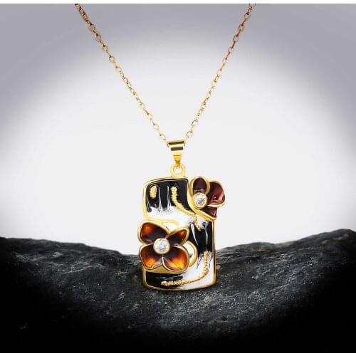 New Style Flower Pendant Necklace For Women 925 Silver Exquisite Enamel Epoxy Chain Wedding Party Engagement Jewelry Gift