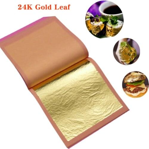 One transfer booklet of 25 sheets 8X8cm 99.99% Genuine gold leaf foil sheet 24k Patent Gold Leaf free shipping
