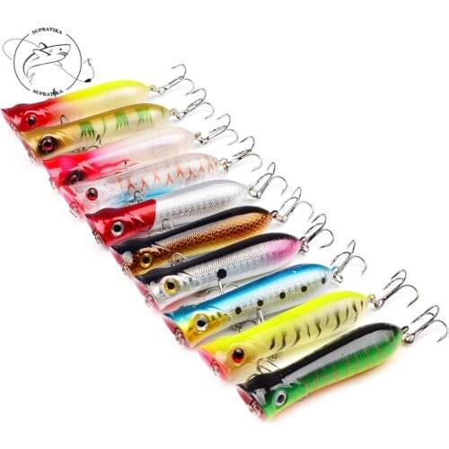 1Pc 10.7g/80mm Floating Popper Fishing Lures Mouth Hard Bait trolling top-water Minnow Sea fishing Treble Hooks Artificial Bait