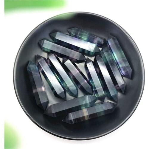 1 Piece Natural Rainbow Fluorite Obelisk Quartz Crystal Double-pointed Terminated Wand Natural Stones and Minerals