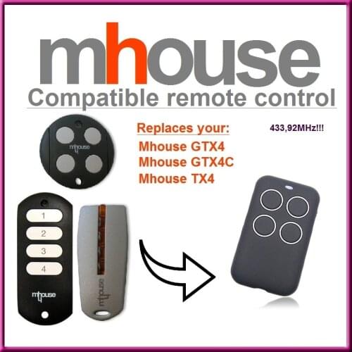 MHouse TX4 compatibile telecomando radiocomando, 433.92MHz Rolling code mhouse GTX4 GTX4C TX4 remote control