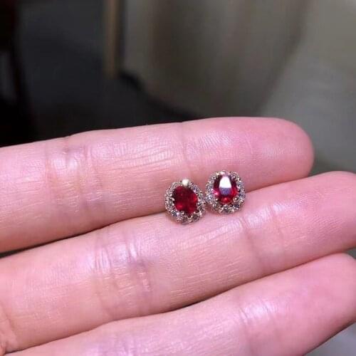 100% Natural And Real Ruby Earring 925 sterling silver Fine jewelry For men women Earring