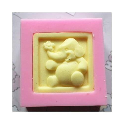 Lovely Elephant pattern square shape Silicone soap mold fondant cake mold handmade clay resin craft mold DIY tool