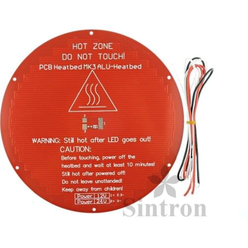 [Sintron] Free Shipping!!3D Printer Round Aluminum Plate MK3 Reprap Heated Heat Bed for Delta Rostock Kossel Mini,Thickness 3mm