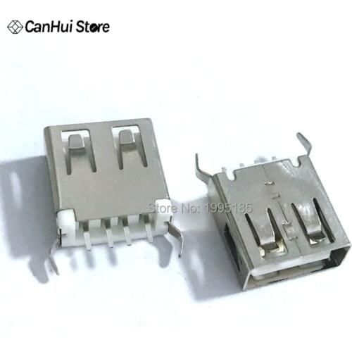 10/20PCS/LOT AF 180 Degree Vertical Bending Length 13.7mm Feet USB Female Connector USB-A Type Female 2.0 Flat Edge