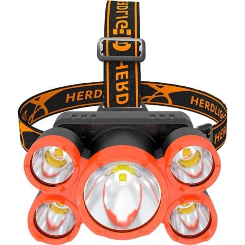 LED Headlamp Rechargeable Headlight 5LED T6 Head Light Torch Bike Head Lamp Flashlight 18650 battery Best With Camping, Fishing