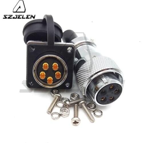 WS16 IP67 5pin Waterproof connectors, LED power cable connector male and female, car connector, electrical power plug socket