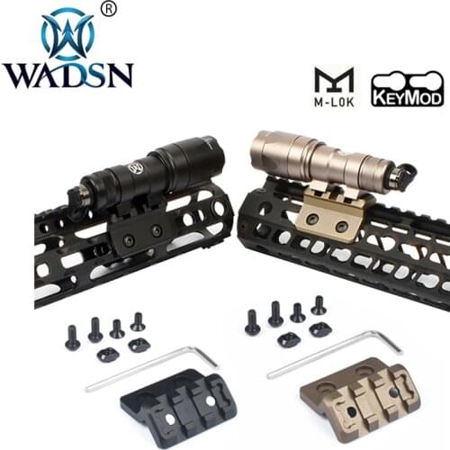 WADSN Airsoft M-LOK Keymod Offset Scout Light & Scope Picatinny Rail Mount For M300 M600 Series Hunting Weapon Light Mount